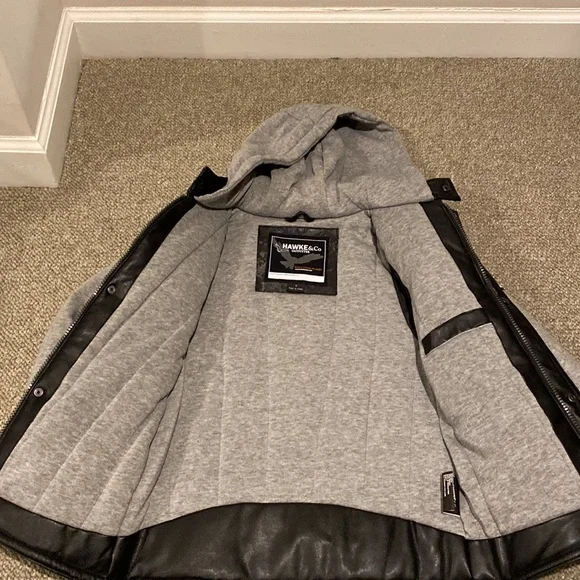 NWT Hawks & Co Outfitters faux leather jacket. Size youth 7